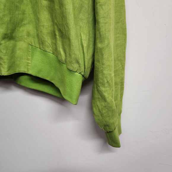 Silk Club Linen Full Zip Lightweight Jacket Woman's Large Green 1425 - Picture 3 of 7